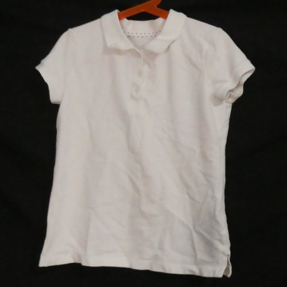 OLD NAVY medium (8) regular Solid White Short Sleeve Uniform Polo Shirt